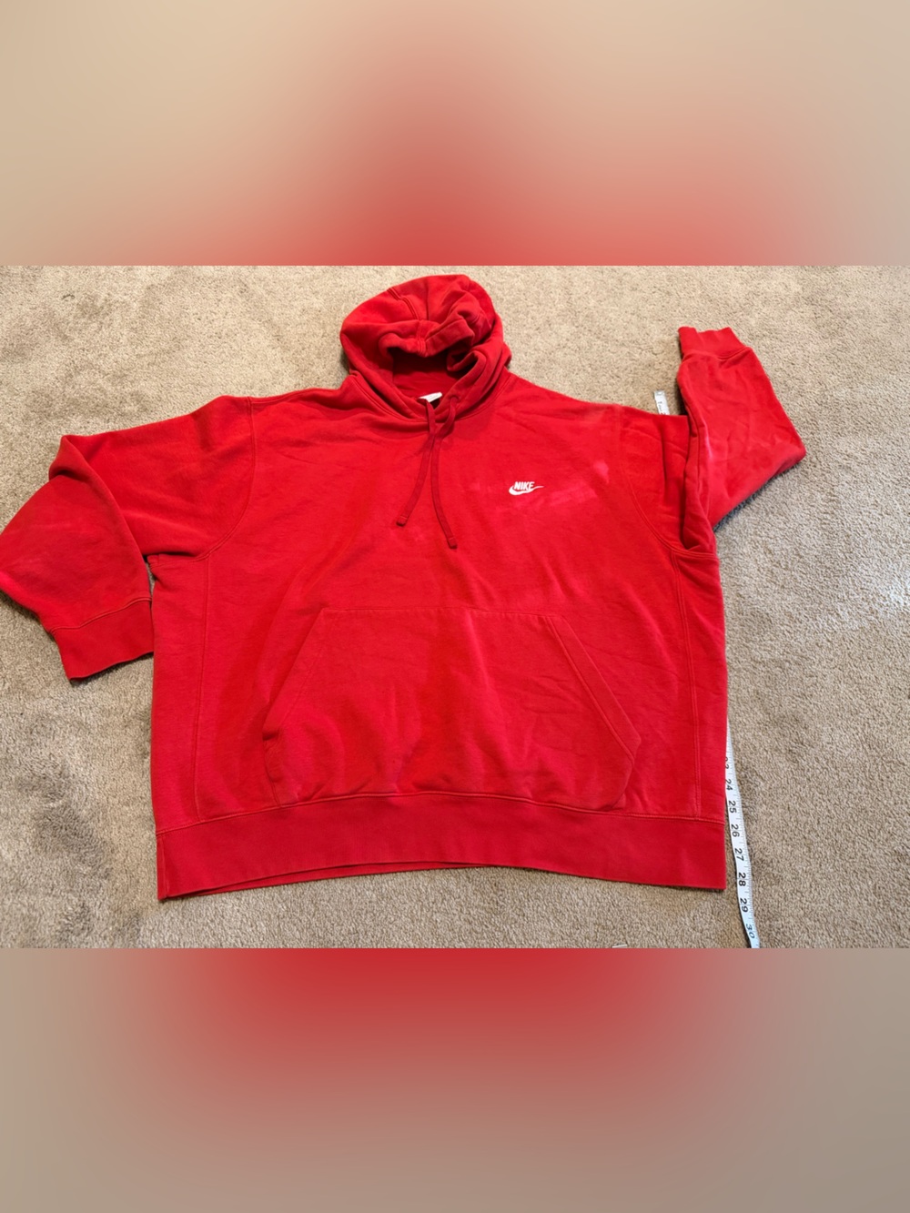 Nike Red Men's Pullover Hoodie Sweatshirt FLAWED